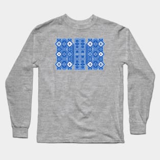 New african abstract textile patterns - Blues Long Sleeve T-Shirt